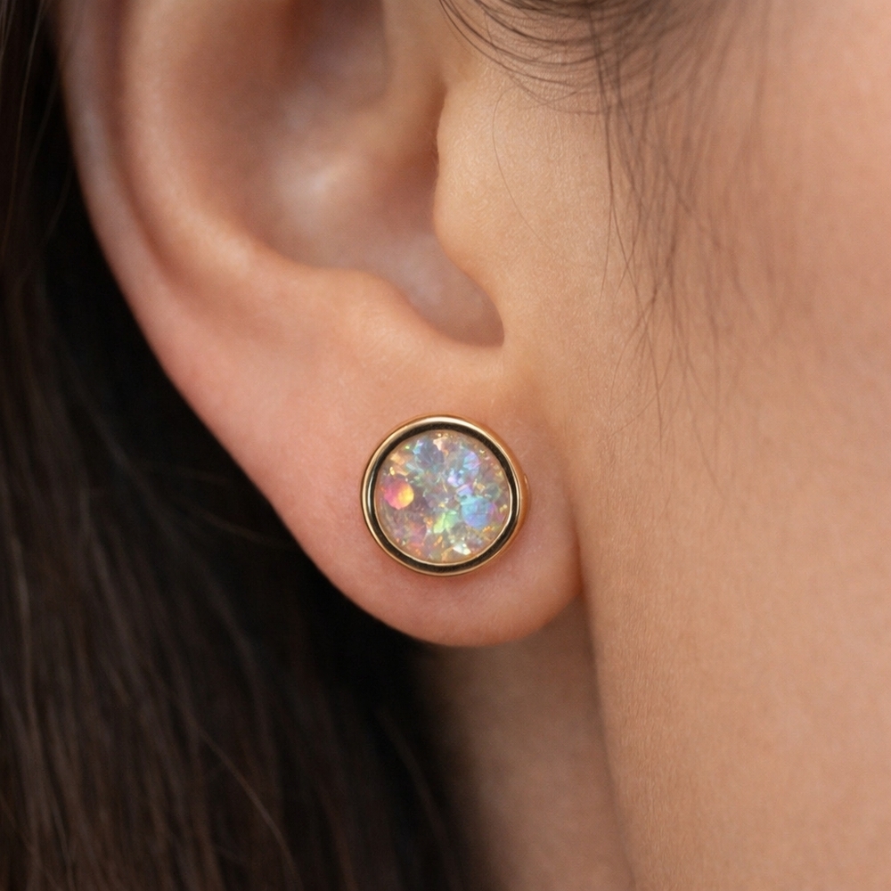 Gold Champagne Crystal Stud Earrings – Elegant Sparkling Women’s Fashion Jewelry